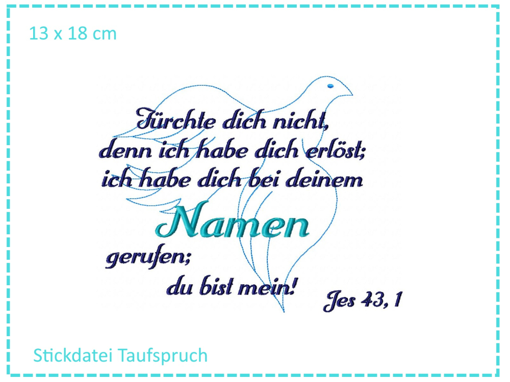 Taufe Spruch Taube 13x18